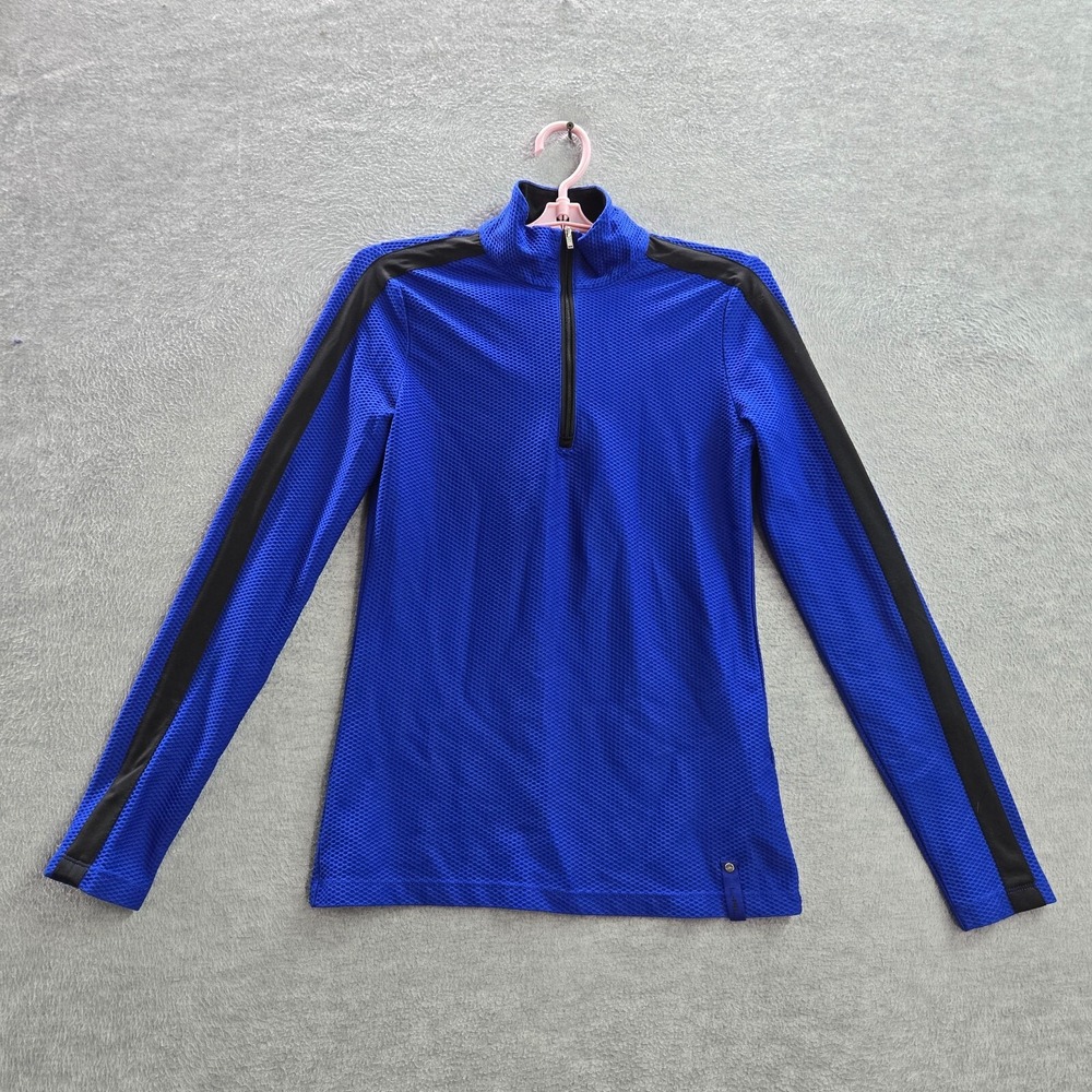 Lauren Ralph Lauren Women Sweatshirt Small Blue 1/4 Zip Mock Neck Long Sleeve